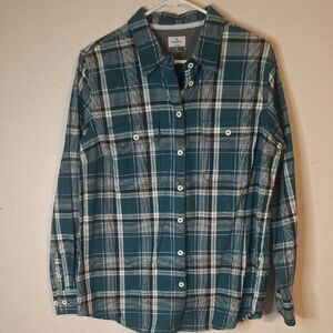 Ridgecut Teal and White Plaid Button Down Shirt size large